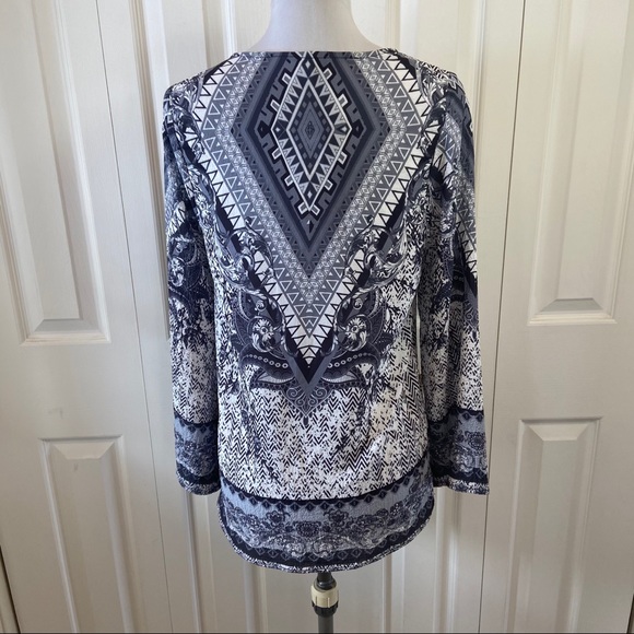 ElluminNation Boho Hippie Scroll Print Tunic Top S - Picture 8 of 11